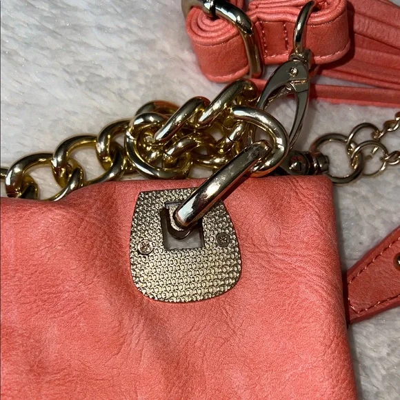 Urban Expressions Coral Crossbody Bag with Gold Accents - Picture 7 of 9